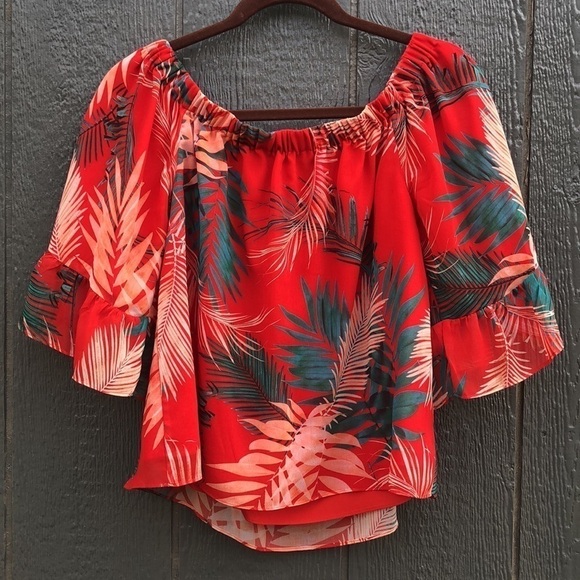 Rebecca Minkoff floral off the shoulder top size S - Picture 3 of 8